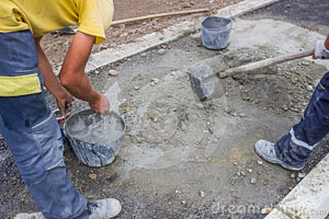 hand mixing of concrete